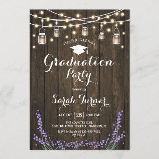 Graduation Party - Rustic Wood Lavender Invitation