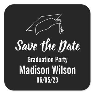 Graduation Party Save the Date Announcement Square Sticker