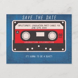 Graduation Party Save The Date Retro Tape  Announcement Postcard