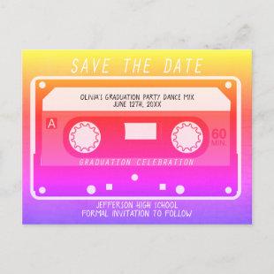 Graduation Party Save The Date Retro Tape Song Announcement Postcard