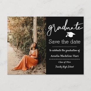 Graduation Party | Save The Date Script Photo Announcement Postcard