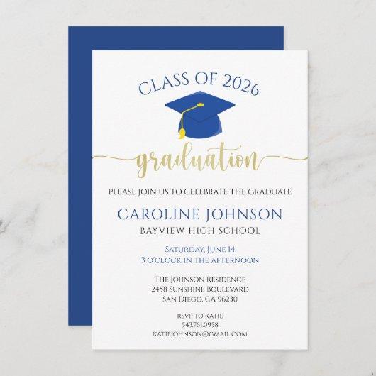 Graduation Party School Colors Blue Invitation