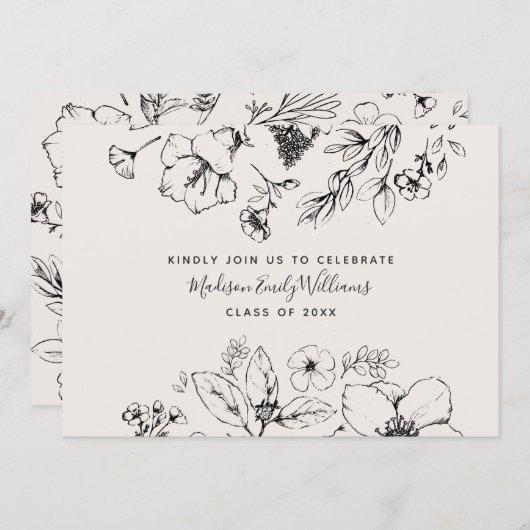 Graduation Party Script Blush Botanical Floral Invitation