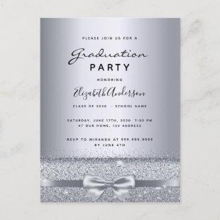 Graduation party silver metallic invitation postcard