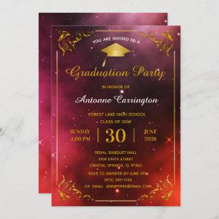 Graduation Party Sparkle Light Gold Flourish Frame Invitation