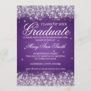 Graduation Party Sparkling Glitter Purple Invitation