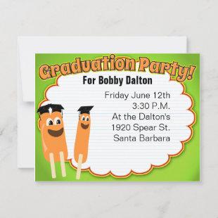 Graduation Party Time Cute Cartoon Pop Invitation