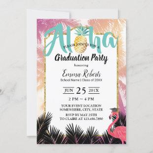 Graduation Party Tropical Pineapple & Palm Tree Invitation