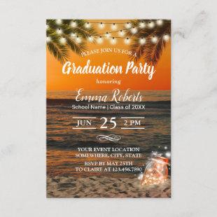 Graduation Party Tropical Summer Sunset Palm Beach Invitation