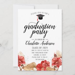 Graduation Party Watercolor Floral Invitation