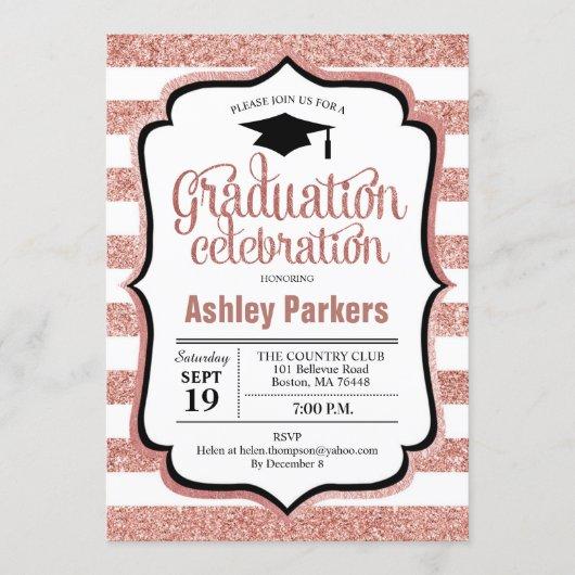 Graduation Party - White Rose Gold Invitation