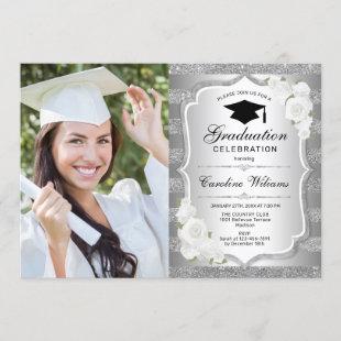 Graduation Party With Photo - Silver Invitation