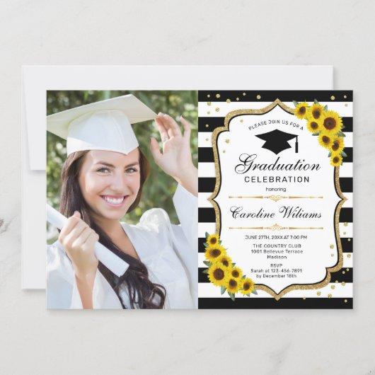 Graduation Party With Photo - Sunflowers Invitation