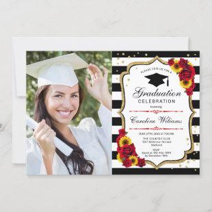 Graduation Party With Photo - Sunflowers Roses Invitation