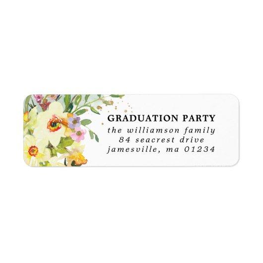 Graduation Party Yellow Daffodil Return Address Label