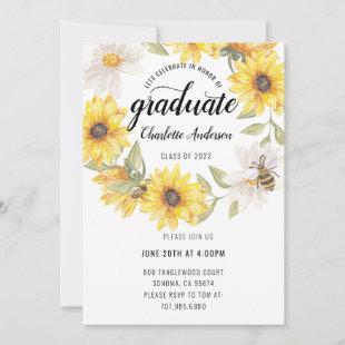 Graduation Party Yellow White Sunflowers Party Invitation