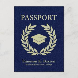 graduation passport invitation postcard