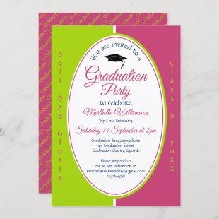 GRADUATION Personalized Christian Pink Green Invitation