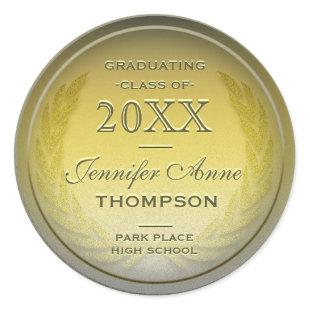 Graduation Personalized Gold Classic Round Sticker