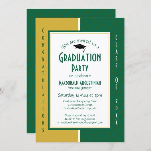 GRADUATION Personalized Green Gold Graduate Invitation