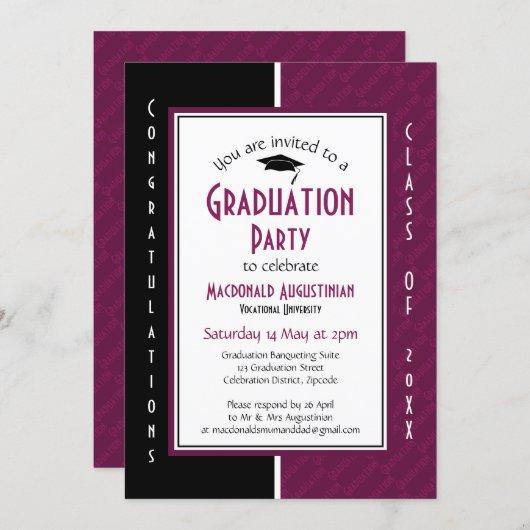 GRADUATION Personalized Mulberry Black Graduate Invitation