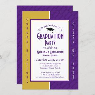 GRADUATION Personalized Purple Gold Graduate Invitation