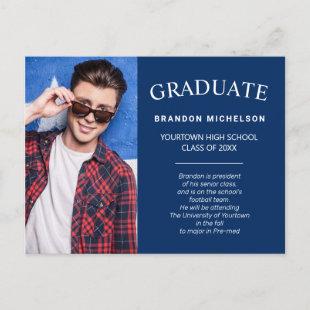 Graduation Photo Announcement Invitation Blue