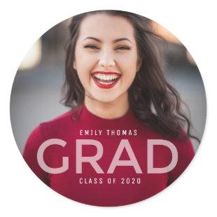 Graduation Photo Class of 2020 Classic Round Sticker