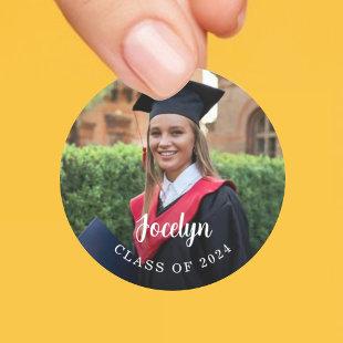 Graduation Photo Class of 2024 Classic Round Sticker