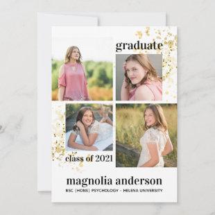 Graduation Photo Collage Gold Foil Class of 2021 Announcement