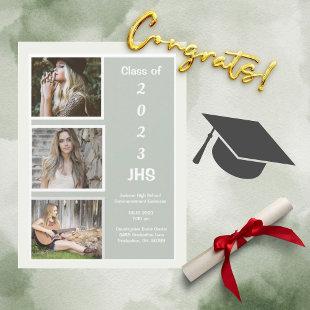Graduation Photo Collage Green Name Graduation Announcement