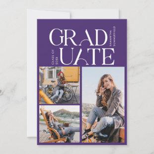 Graduation Photo Collage Purple Graduate Announcement