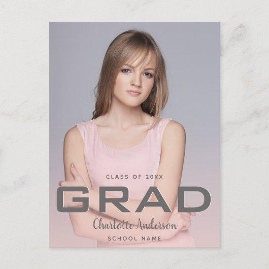 Graduation photo modern elegant rose gold postcard