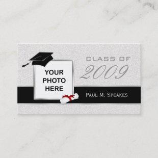 Graduation Photo Name Card - Gray and Black