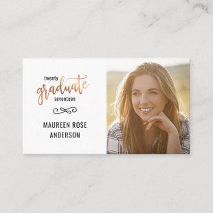Graduation Photo Name Cards Rose Gold Accent