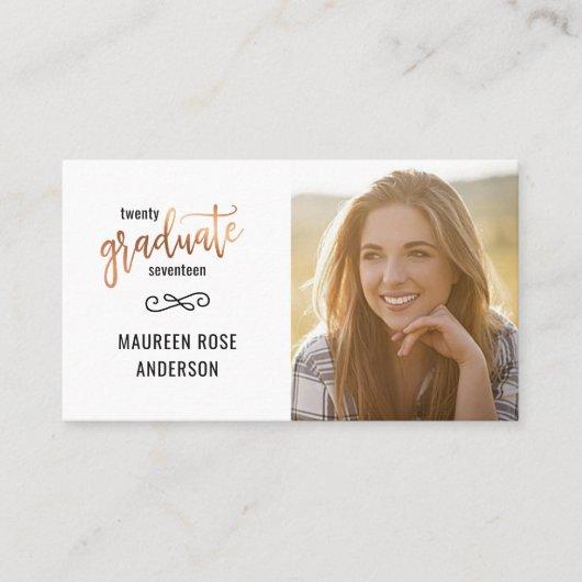 Graduation Photo Name Cards Rose Gold Accent