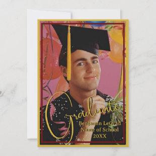 Graduation Photo Personalized Note Maroon and Gold Invitation