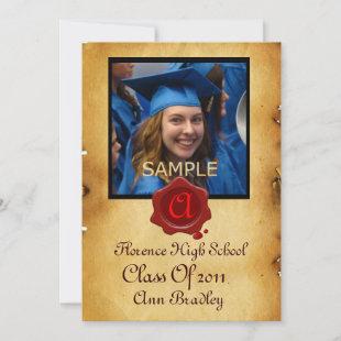 GRADUATION PHOTO TEMPLATE PARCHMENT ,Red Wax Seal