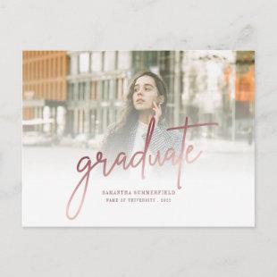 Graduation Photos Hand-Lettered Script 2024 Grad Announcement Postcard