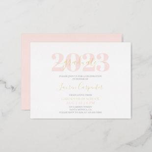 Graduation Pink Blush and Gold foil invitation