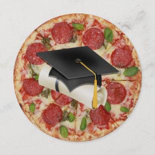Graduation Pizza Party Round Invitation