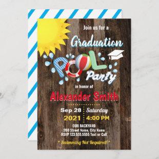 Graduation Pool Party Rustic Invitation