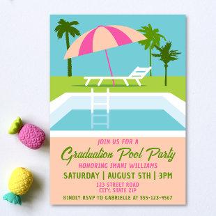 Graduation Pool Party Tropical Swimming Pool Invitation