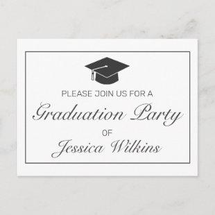 Graduation RSVP Invitation Modern Minimalist White Postcard