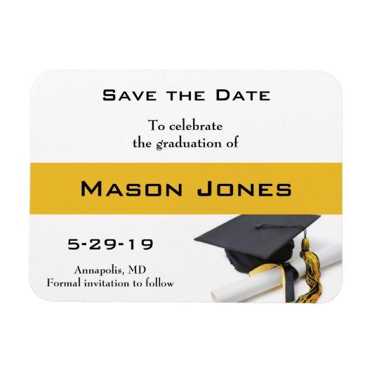 Graduation Save the Date Black Gold Cap Tassel Magnet