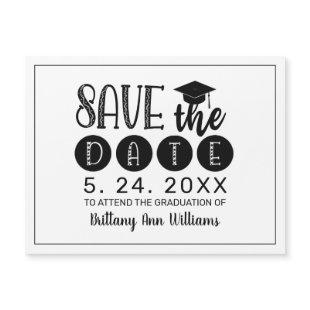 Graduation Save the Date Black Typography White