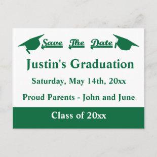 Graduation Save The Date Card Green
