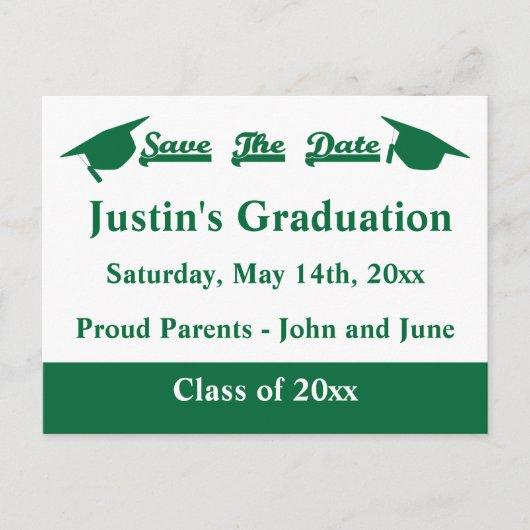 Graduation Save The Date Card Green