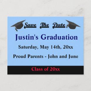 Graduation Save The Date Card Modern Blue