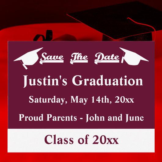 Graduation Save The Date Card With Maroon